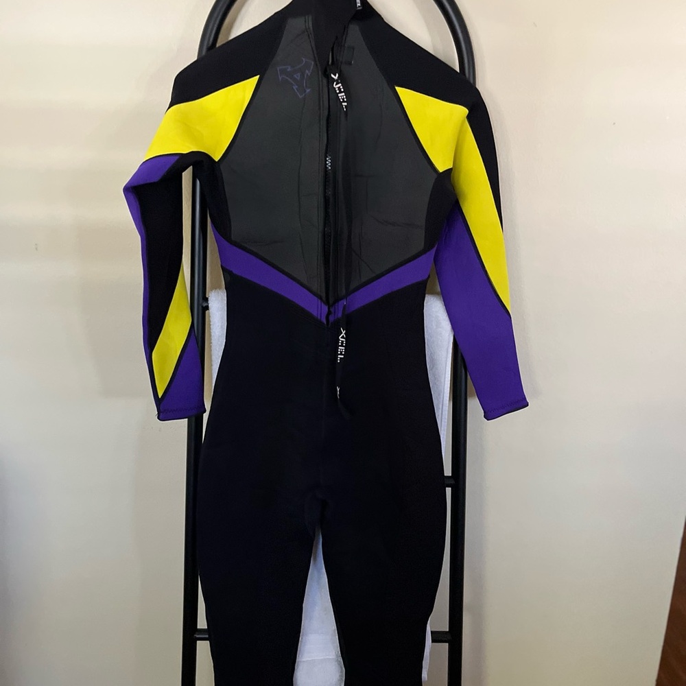 XCEL Women's Black Purple Yellow One-Piece Wetsuit. 3.2 Superlite - Picture 2 of 8